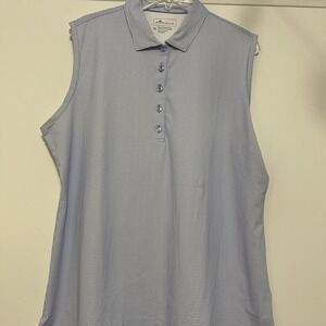 Peter Millar Shirt Womens XL  Sleeveless Blue Checkered Polo